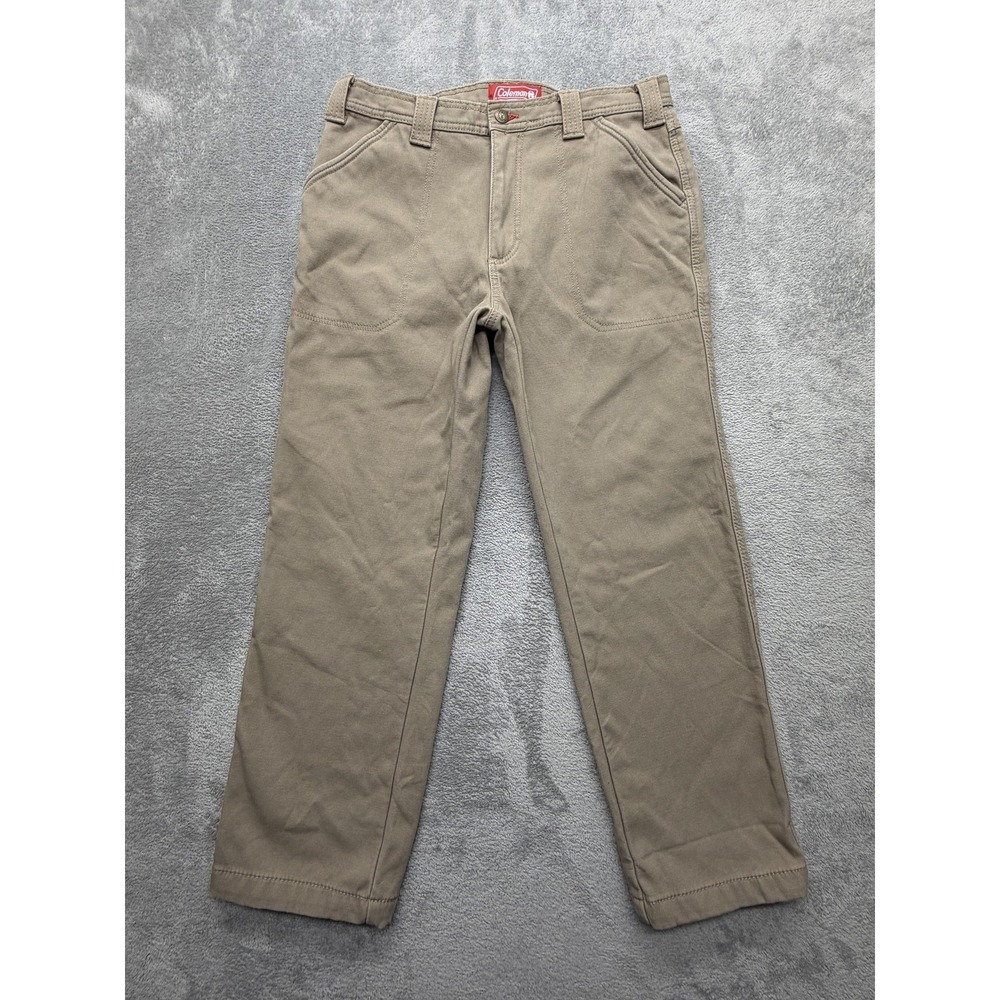 Coleman Pants Mens Measured 33x28 Beige Carpenter Lined Stretch‎ Workwear